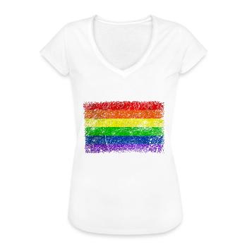 Rainbow Flag Vintage - Women's Vintage T-Shirt - white - Front - Danielle (179cm)