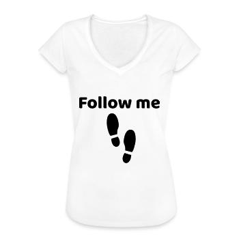 Follow me - Frauen Vintage T-Shirt - Weiß - Vorne - Danielle (179cm)