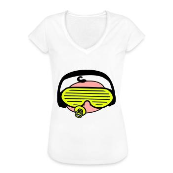 Cool DJ Sucette Bébé Mixer Musique de fête - T-shirt vintage Femme - blanc - Devant - Danielle (179cm)