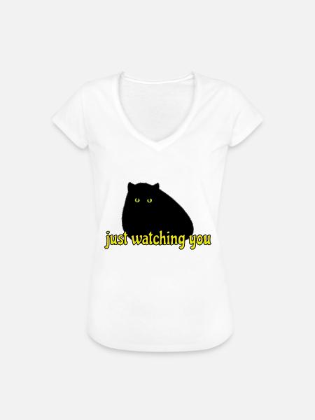 black cat is watching you - Frauen Vintage T-Shirt - Weiß