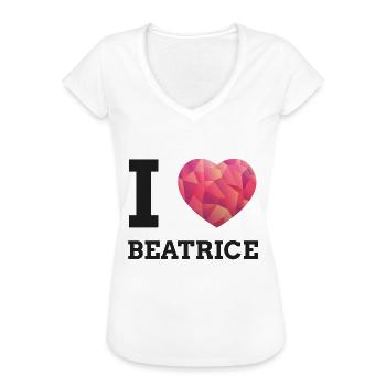I Love Beatrice - Frauen Vintage T-Shirt - Weiß - Vorne - Danielle (179cm)