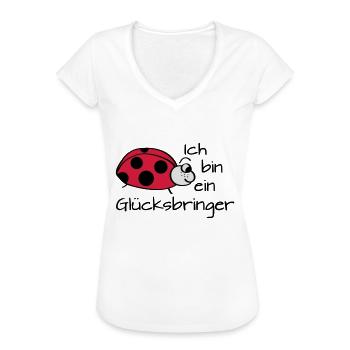 Marienkäfer "Ich bin ein Glücksbringer" - Frauen Vintage T-Shirt - Weiß - Vorne
