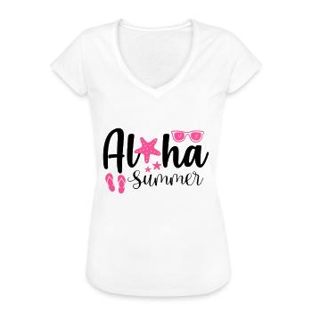 Aloha Été - T-shirt vintage Femme - blanc - Devant - Danielle (179cm)