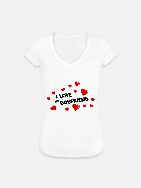 i love my boyfriend - Frauen Vintage T-Shirt - Weiß