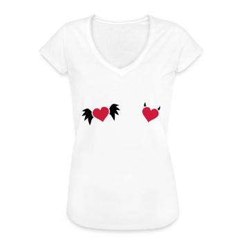 Herz Engel Teufel - Frauen Vintage T-Shirt - Weiß - Vorne