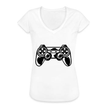 Retro Console Controller Gamer - T-shirt vintage Femme - blanc - Devant - Danielle (179cm)