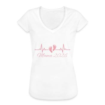 Mama 2026 Schwangerschaftsankündigung - Frauen Vintage T-Shirt - Weiß - Vorne