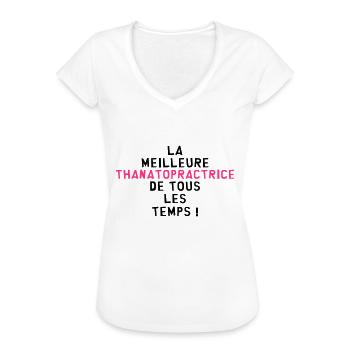 Thanatopraxie / Thanatopracteur / Thanatopractrice - T-shirt vintage Femme - blanc - Devant - Danielle (179cm)