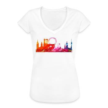 Munich, München Skyline, Bayern, Deutschland - Frauen Vintage T-Shirt - Weiß - Vorne