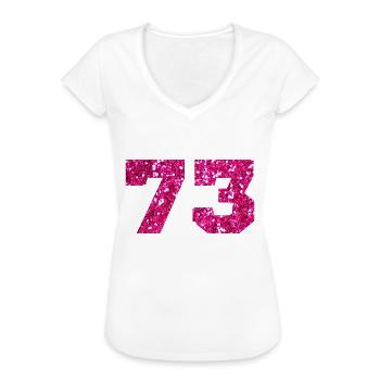 73 Pink Glitter - 73 Geburtstag - Frauen Vintage T-Shirt - Weiß - Vorne - Danielle (179cm)