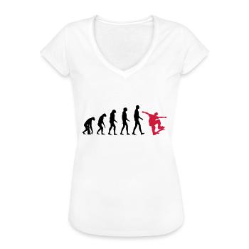 Skater Evolution - Skateboard - Skating - Geschenk - Frauen Vintage T-Shirt - Weiß - Vorne - Danielle (179cm)