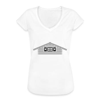 Hütte / Skihütte / Almhütte (Après-Ski) - Frauen Vintage T-Shirt - Weiß - Vorne - Danielle (179cm)