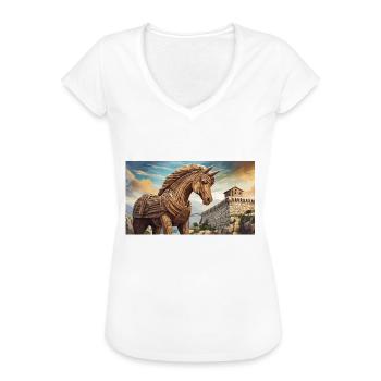 schöne mythische Orte – Trojanisches Pferd - Frauen Vintage T-Shirt - Weiß - Vorne