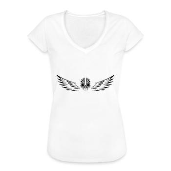 Crâne avec des ailes - T-shirt vintage Femme - blanc - Devant - Danielle (179cm)