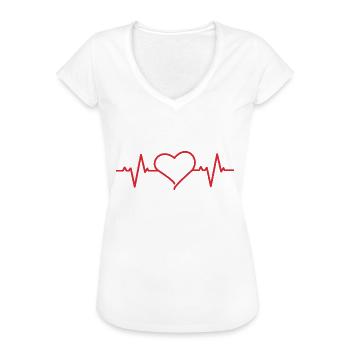 Herz mit Herzfrequenz - Frauen Vintage T-Shirt - Weiß - Vorne