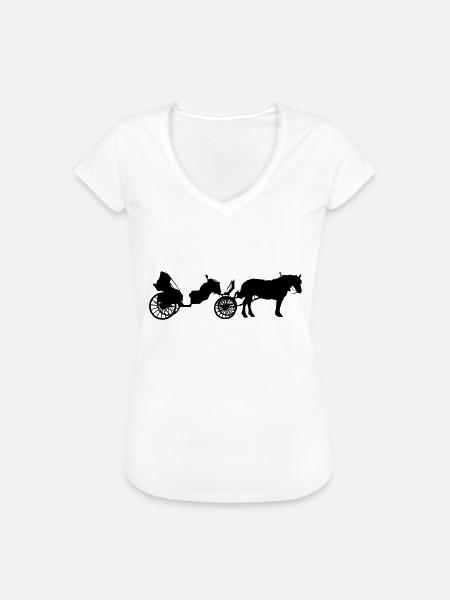 Kutsche mit Pferd - Frauen Vintage T-Shirt - Weiß