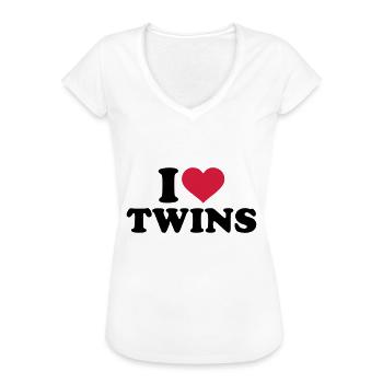 Zwillinge - Frauen Vintage T-Shirt - Weiß - Vorne - Danielle (179cm)