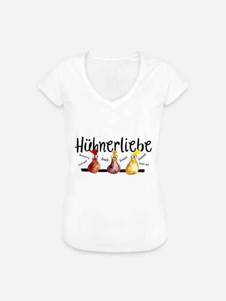 Hühnerliebe - Frauen Vintage T-Shirt - Weiß