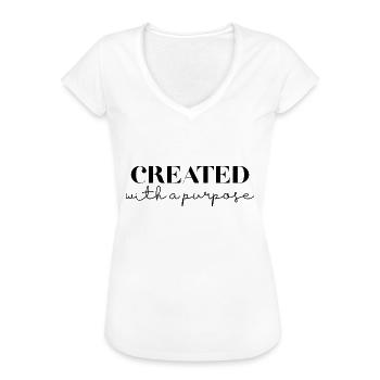 Créé dans un but précis - T-shirt vintage Femme - blanc - Devant - Danielle (179cm)