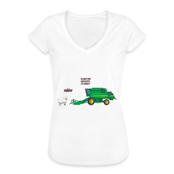 Mähdrescher Diskussion mit Schaf - Frauen Vintage T-Shirt - Weiß - Vorne
