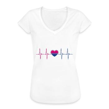 Bisexuell Bi Queer Pride Flag Herzschlag - Frauen Vintage T-Shirt - Weiß - Vorne