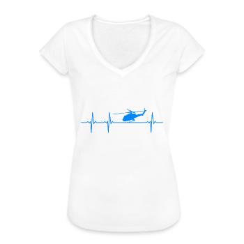 Hubschrauber Herzschlag Helikopter Geschenk - Frauen Vintage T-Shirt - Weiß - Vorne