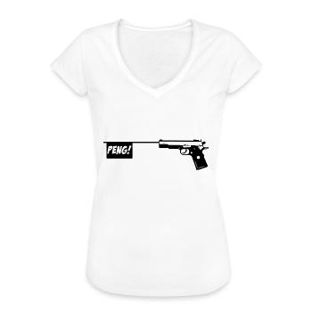Pistole PENG! Scherzartikel Knarre 1c - Frauen Vintage T-Shirt - Weiß - Vorne - Danielle (179cm)