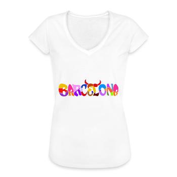 Barcelona die Stadt der glücklichen Menschen - Frauen Vintage T-Shirt - Weiß - Vorne
