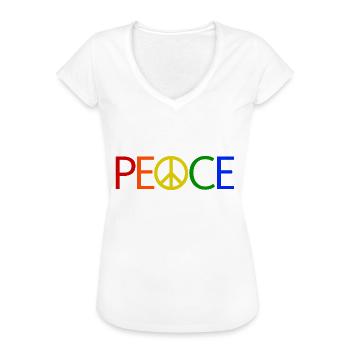 PEACE mit Friedenssymbol Peacezeichen Peacesymbol - Frauen Vintage T-Shirt - Weiß - Vorne