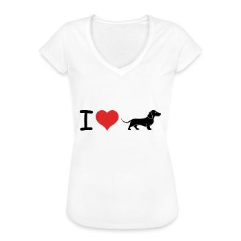 I love German Dachshund Dackel - Pet Design - Frauen Vintage T-Shirt - Weiß - Vorne