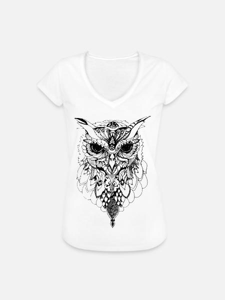 Eule - Frauen Vintage T-Shirt - Weiß