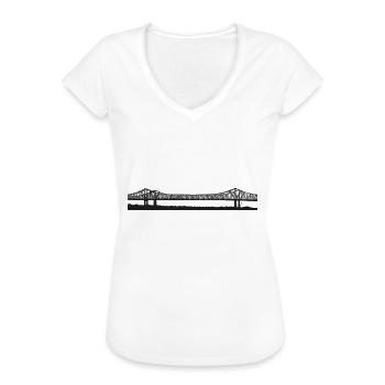BRÜCKE BRÜCKENBAUER - Frauen Vintage T-Shirt - Weiß - Vorne - Danielle (179cm)