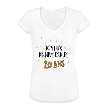 Joyeux anniversaire 20 ans cadeau 20 ans - T-shirt vintage Femme - blanc - Devant - Danielle (179cm)