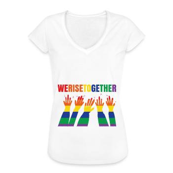 We Rise Together Bisexual Gay Trans Queer Lgbtq Ra - Frauen Vintage T-Shirt - Weiß - Vorne