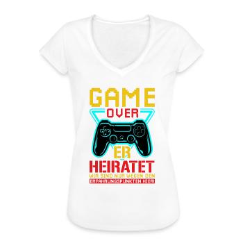 JGA Hochzeit Game Over Hochzeit Gamer Geschenk - Frauen Vintage T-Shirt - Weiß - Vorne