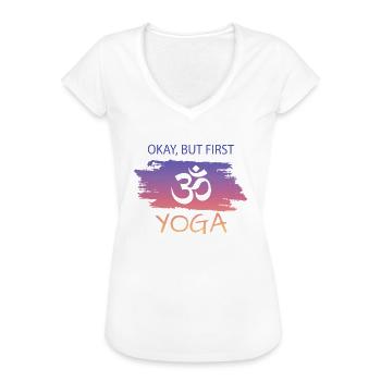lustiger Spruch Yoga - Frauen Vintage T-Shirt - Weiß - Vorne - Danielle (179cm)
