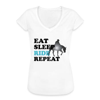 Reining Westernreiter - T-shirt vintage Femme - blanc - Devant - Danielle (179cm)