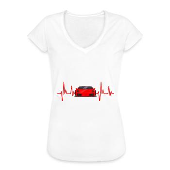 EKG - battement de coeur voiture / voiture / voiture de sport - T-shirt vintage Femme - blanc - Devant