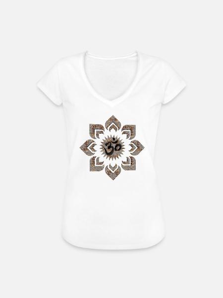 mandala om - Frauen Vintage T-Shirt - Weiß