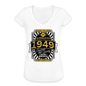 1949 FEBRUAR - Frauen Vintage T-Shirt - Weiß - Vorne - Danielle (179cm)