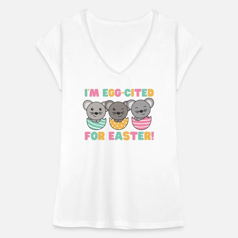 cute mice at Easter with Easter eggs mouse Women's Vintage T-Shirt