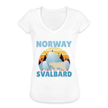 Norwegen Svalbard Spitzbergen Polarlichter Eisbär - Frauen Vintage T-Shirt - Weiß - Vorne