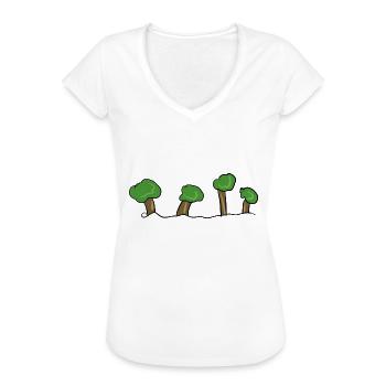 cartoon trees symbol tree forest line - Women's Vintage T-Shirt - white - Front - Danielle (179cm)