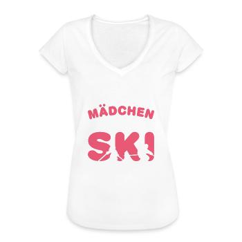 Ski Skifahren Skifahrerin Skiurlaub Lustige Sprüch - Frauen Vintage T-Shirt - Weiß - Vorne