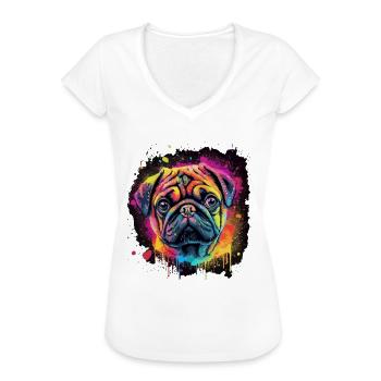 Pug Mops Hund Geschenk Spruch - Frauen Vintage T-Shirt - Weiß - Vorne