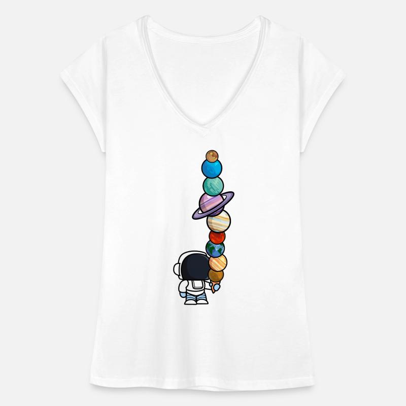 Astronaut Eis Essen Planeten Lustig Frauen Vintage T-Shirt