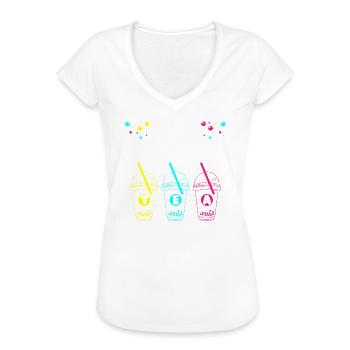 Kawaii Getränk - Frauen Vintage T-Shirt - Weiß - Vorne