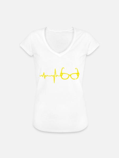 Geschenk Heartbeat Optiker 01 - Frauen Vintage T-Shirt - Weiß