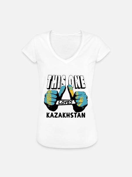 Kasachstan Flagge Kasachstan Fahne Kazakhstan - Frauen Vintage T-Shirt - Weiß