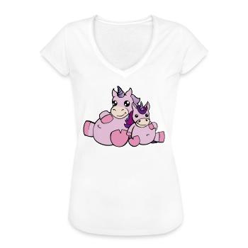 Niedliches Einhorn Geschenk Einhörner Mama Kind - Frauen Vintage T-Shirt - Weiß - Vorne